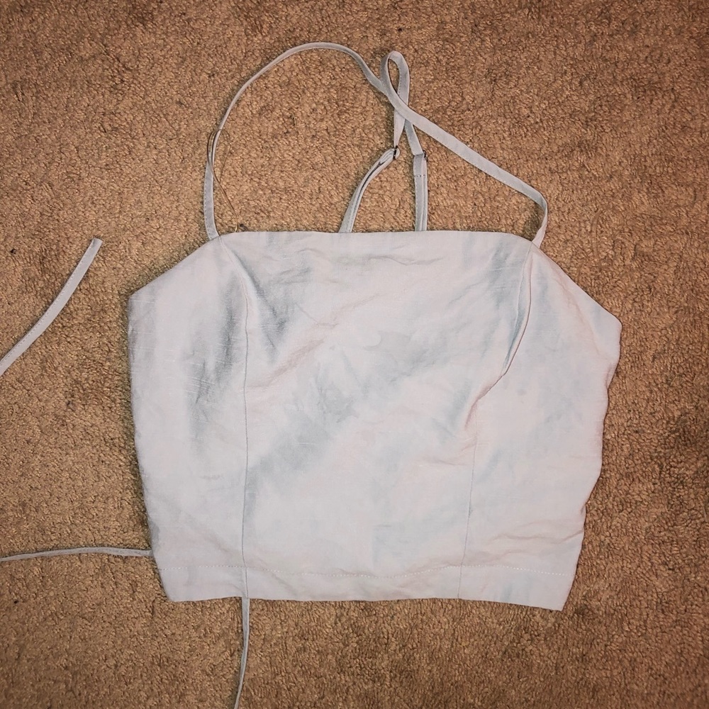 Laced Back Baby Blue Crop Top